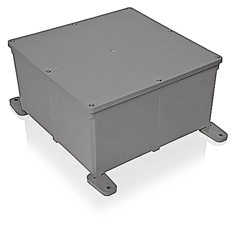 Carlon E989UUN Non-Metallic Rigid Conduit Molded Junction Box, 12 in H x 12 in W x 4 in D, Screw Cover, NEMA 6P NEMA Rating, Noryl